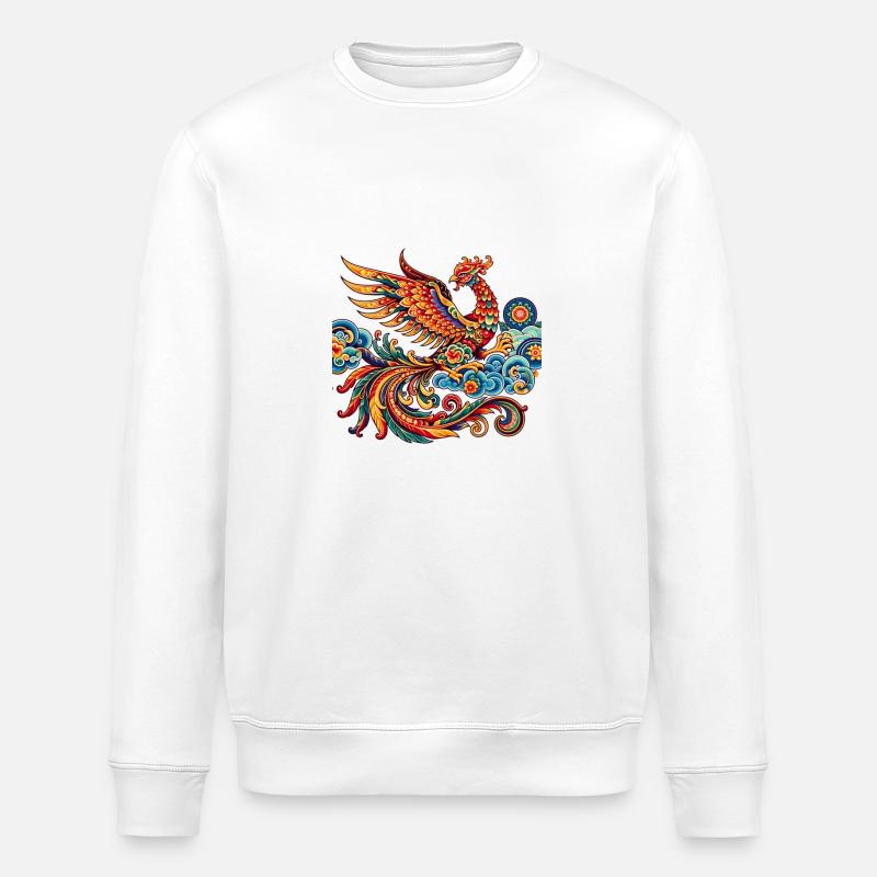 Lebendiger traditioneller chinesischer Phönix - Stanley/Stella Unisex Bio-Sweatshirt ROLLER - Weiß