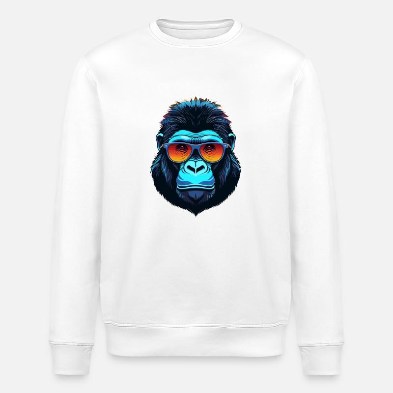 Gorilla Face - Stanley/Stella ROLLER Unisex Organic Sweatshirt - white