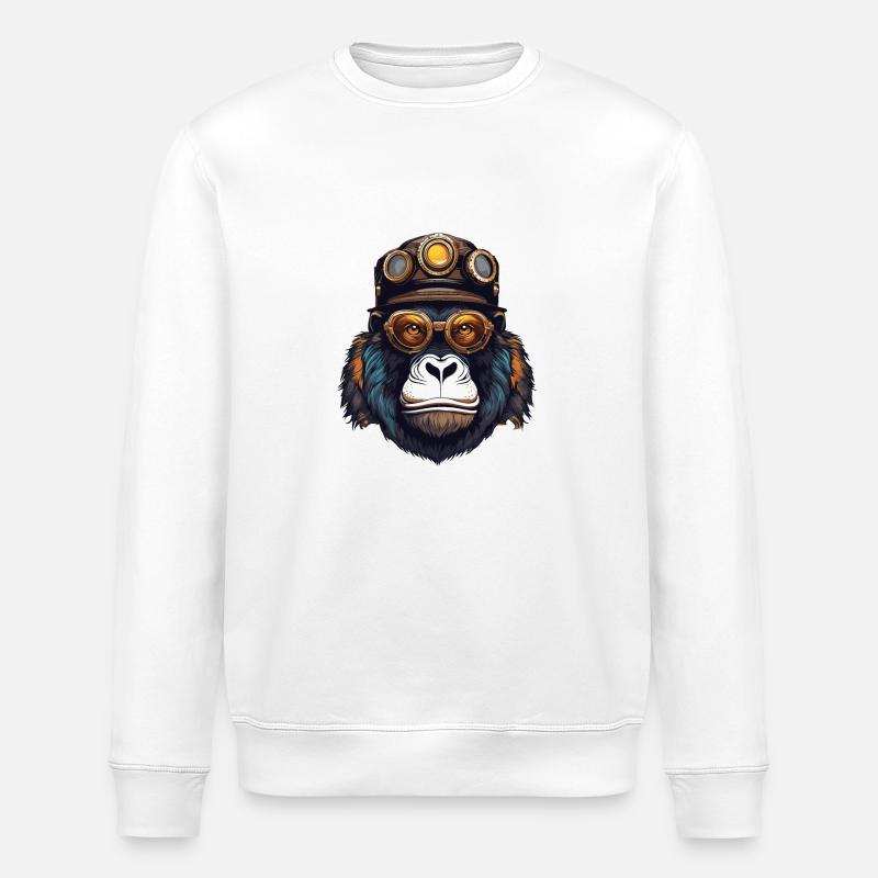 GorillaPunk - Stanley/Stella ROLLER Unisex Organic Sweatshirt - white