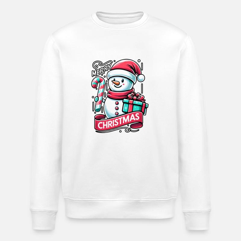 Schneemann Merry Christmas - Stanley/Stella Unisex Bio-Sweatshirt ROLLER - Weiß
