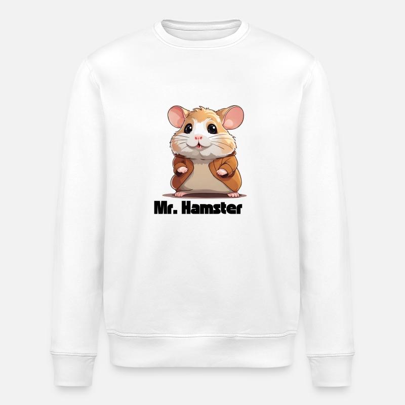 Hamster mignon avec veste - Sweat bio ROLLER Stanley/Stella Unisexe - blanc