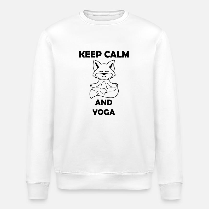 yoga fuchs keep calm - Stanley/Stella Unisex Bio-Sweatshirt ROLLER - Weiß
