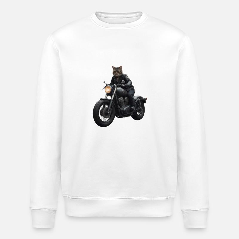 Chat motard - Sweat bio ROLLER Stanley/Stella Unisexe - blanc