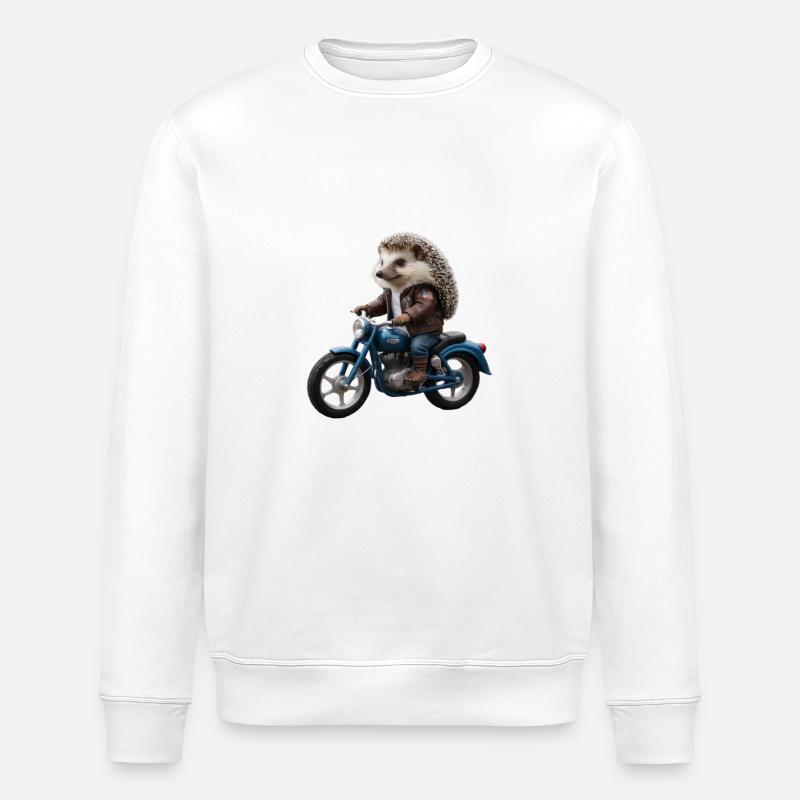 Biker hedgehog - Stanley/Stella ROLLER Unisex Organic Sweatshirt - white