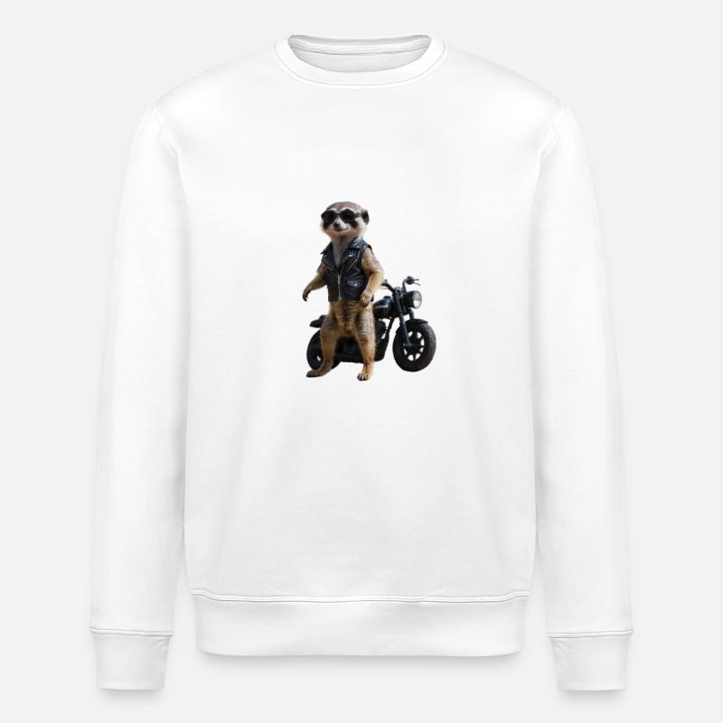 Biker Erdmännchen - Stanley/Stella Unisex Bio-Sweatshirt ROLLER - Weiß