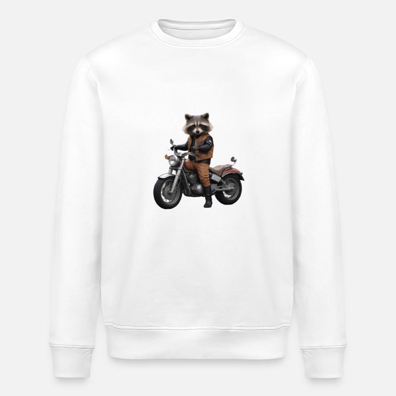 Waschbär-Biker - Stanley/Stella Unisex Bio-Sweatshirt ROLLER - Weiß
