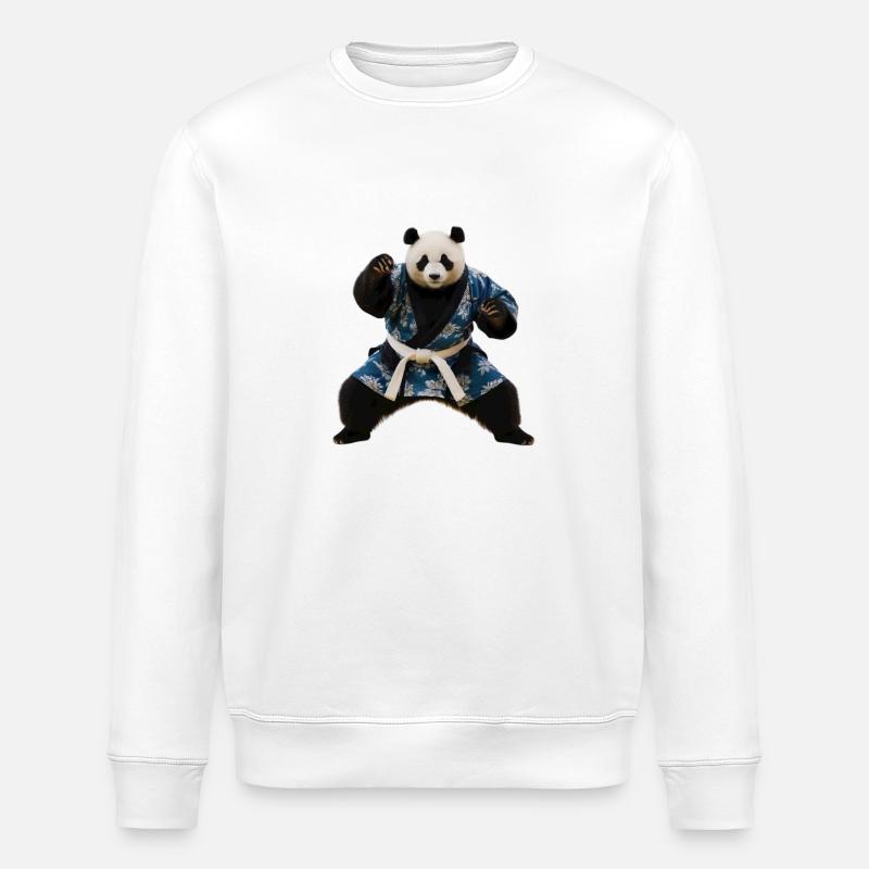 Sportlicher Panda - Stanley/Stella Unisex Bio-Sweatshirt ROLLER - Weiß