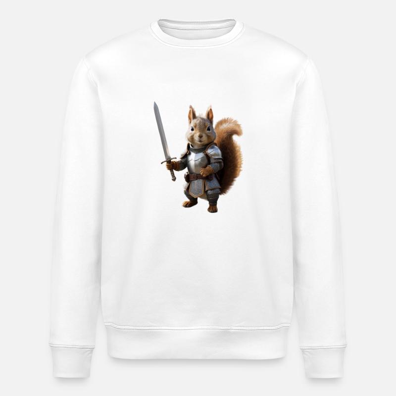 Eichhörnchen-Ritter-Schwert 3 - Stanley/Stella Unisex Bio-Sweatshirt ROLLER - Weiß