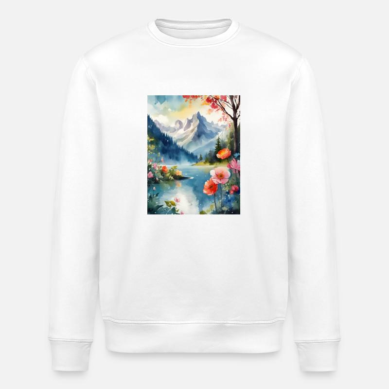 Berglandschaft - Stanley/Stella Unisex Bio-Sweatshirt ROLLER - Weiß