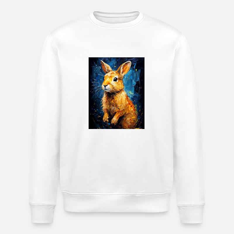 Rabbit in digital art - Stanley/Stella ROLLER Unisex Organic Sweatshirt - white