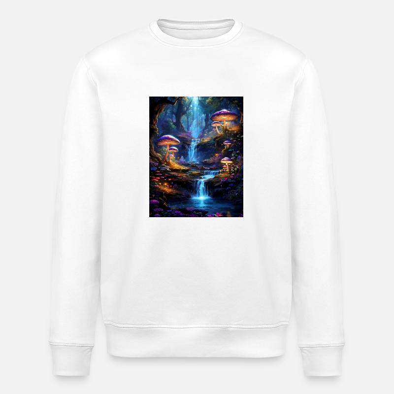 Forêt magique avec cascade - Sweat bio ROLLER Stanley/Stella Unisexe - blanc