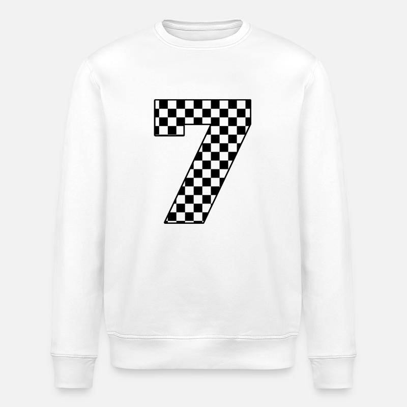Numéro 7 à carreaux - Sweat bio ROLLER Stanley/Stella Unisexe - blanc