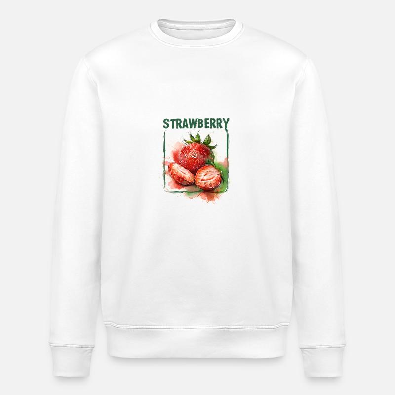 Strawberry Fruit Yummy Gift - Stanley/Stella ROLLER Unisex Organic Sweatshirt - white