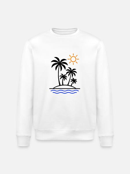 Island Summer Palm Trees - Stanley/Stella ROLLER Unisex Organic Sweatshirt - white