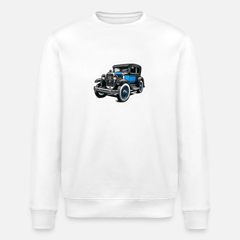 Vieille voiture de collection bleue - Sweat bio ROLLER Stanley/Stella Unisexe - blanc
