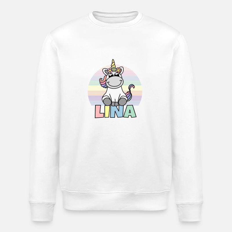 Lina Einhorn Name - Stanley/Stella Unisex Bio-Sweatshirt ROLLER - Weiß