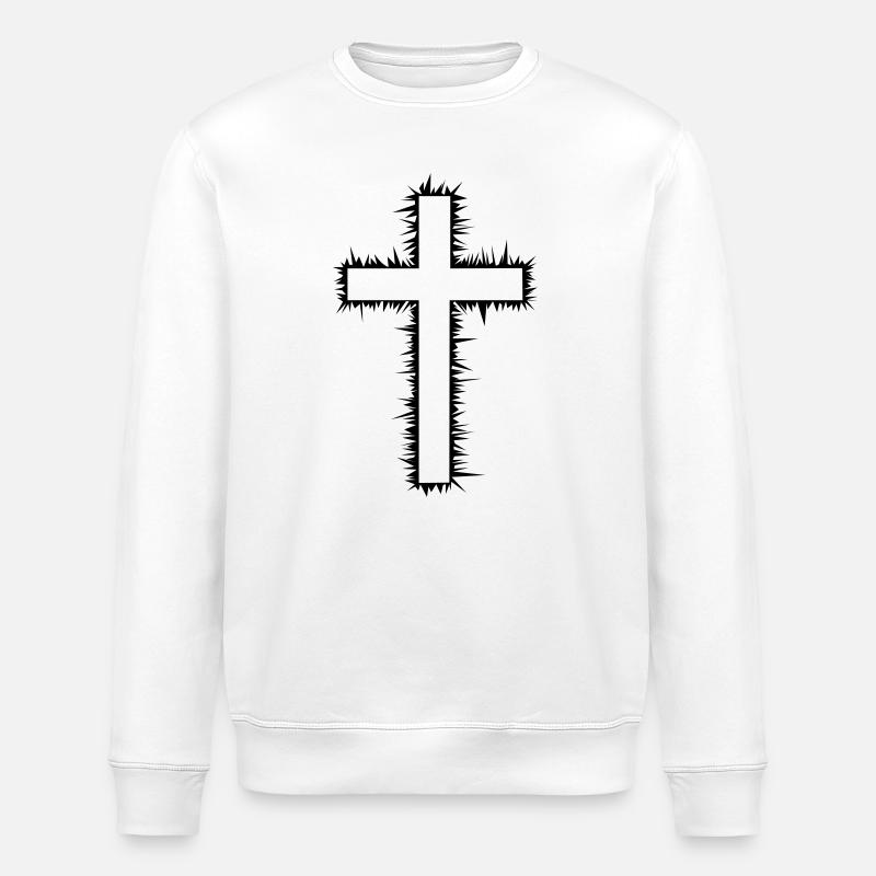 Cross (V) - Stanley/Stella ROLLER Unisex Organic Sweatshirt - white