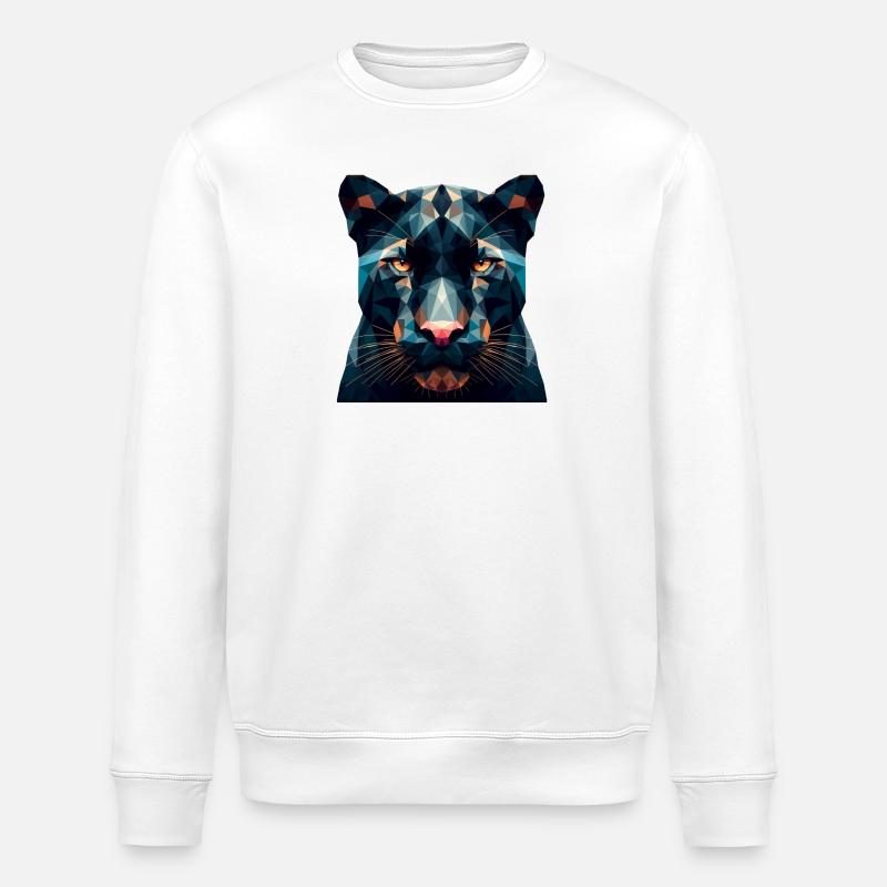 Ein Panther im Polygon-Stil - Stanley/Stella Unisex Bio-Sweatshirt ROLLER - Weiß