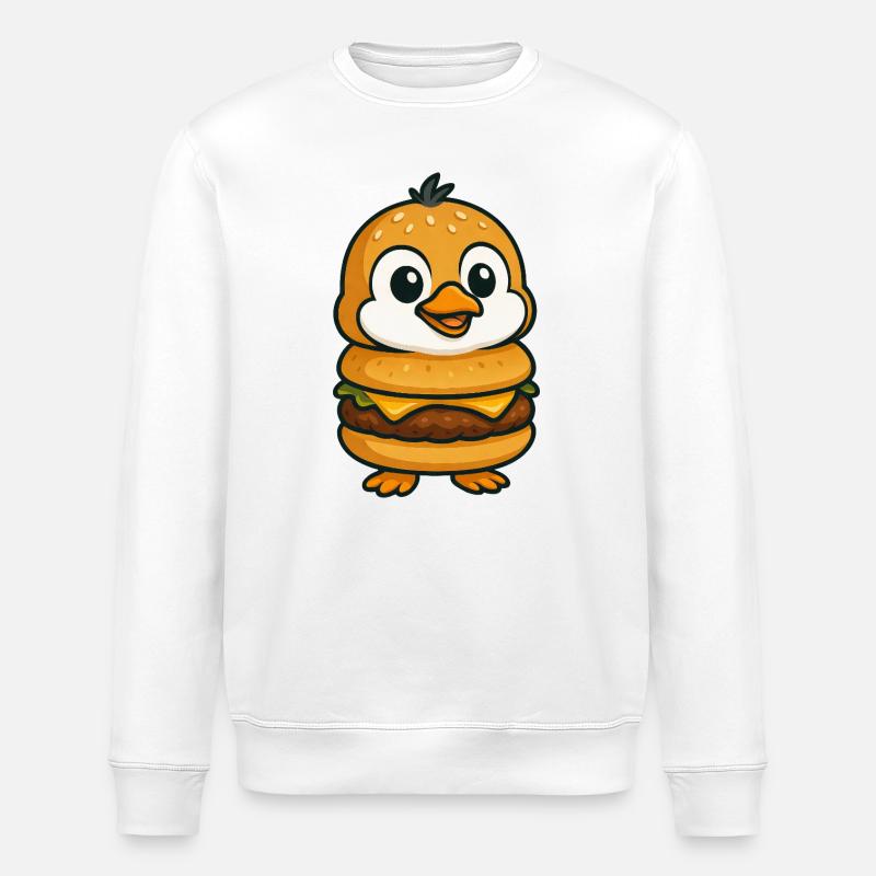 Lustiger Pinguin Burger Cheeseburger Fabeltier - Stanley/Stella Unisex Bio-Sweatshirt ROLLER - Weiß