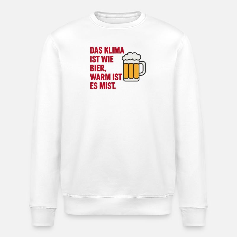 Lustiger Klimaspruch−Bier kalt, Klima cool - Stanley/Stella Unisex Bio-Sweatshirt ROLLER - Weiß