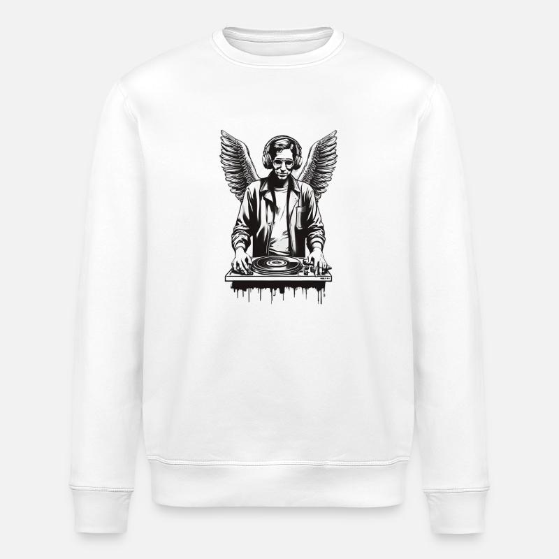 DJ Angelique mit Mystical Wings - Stanley/Stella Unisex Bio-Sweatshirt ROLLER - Weiß