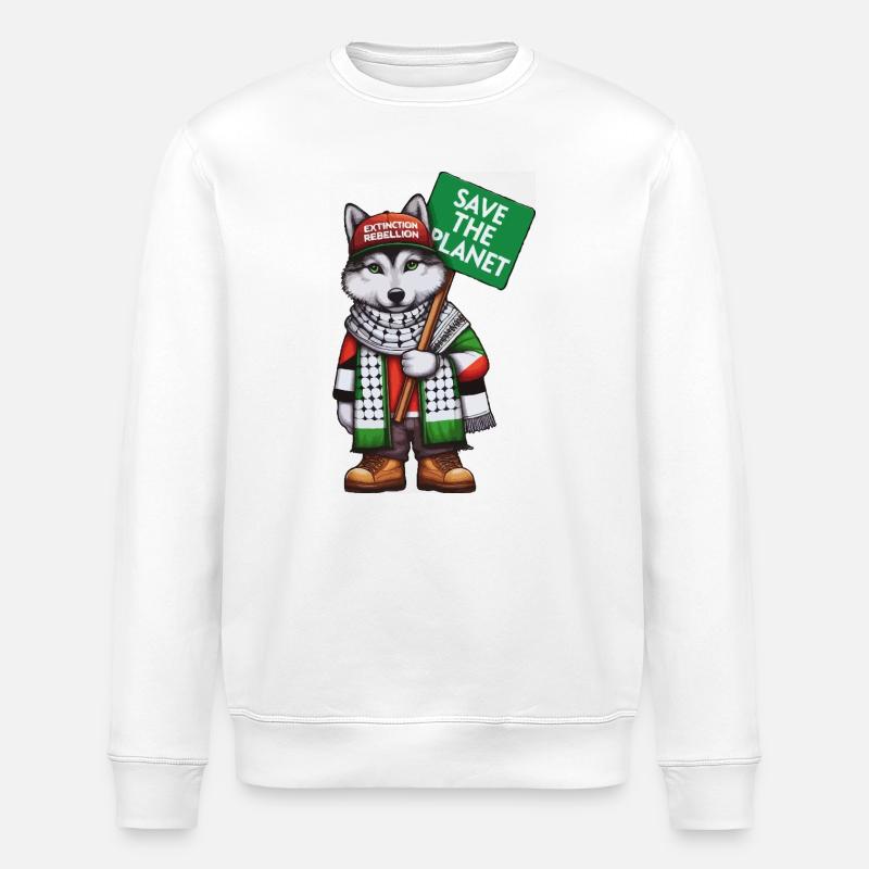 Aussterben_Rebellion_Wolf - Stanley/Stella Unisex Bio-Sweatshirt ROLLER - Weiß