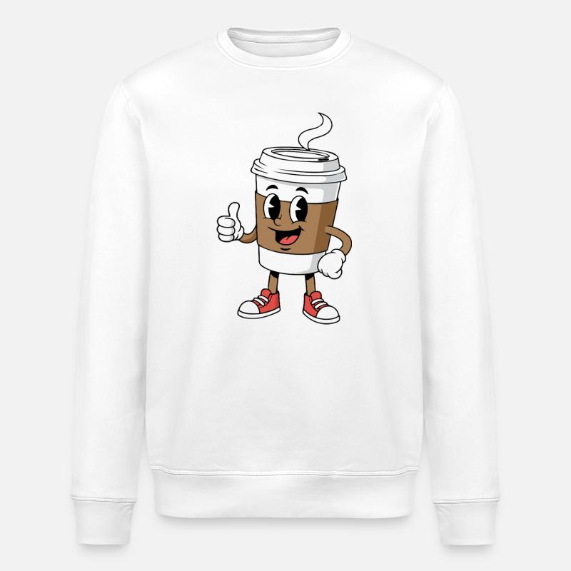 Cartoon Kaffeetasse Comic Koffein - Stanley/Stella Unisex Bio-Sweatshirt ROLLER - Weiß