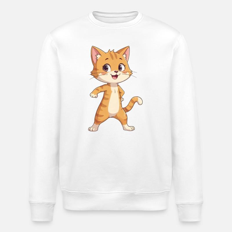 Katze Kinder - Stanley/Stella Unisex Bio-Sweatshirt ROLLER - Weiß