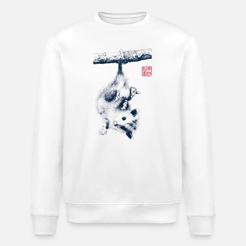 Possum mit Kanji Stempel - Stanley/Stella Unisex Bio-Sweatshirt ROLLER - Weiß