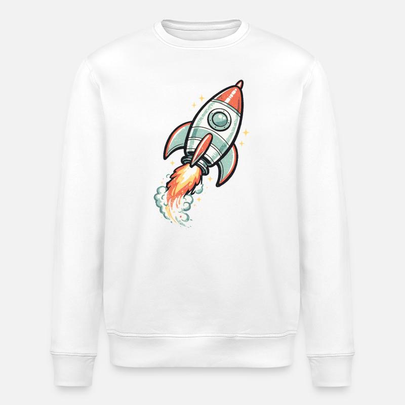 Néon rétro Rocket in Space - Sweat bio ROLLER Stanley/Stella Unisexe - blanc