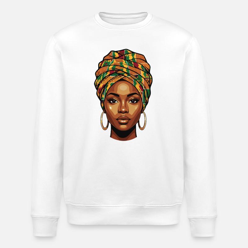 Afrikanisches Kopfwrap Porträt - Stanley/Stella Unisex Bio-Sweatshirt ROLLER - Weiß