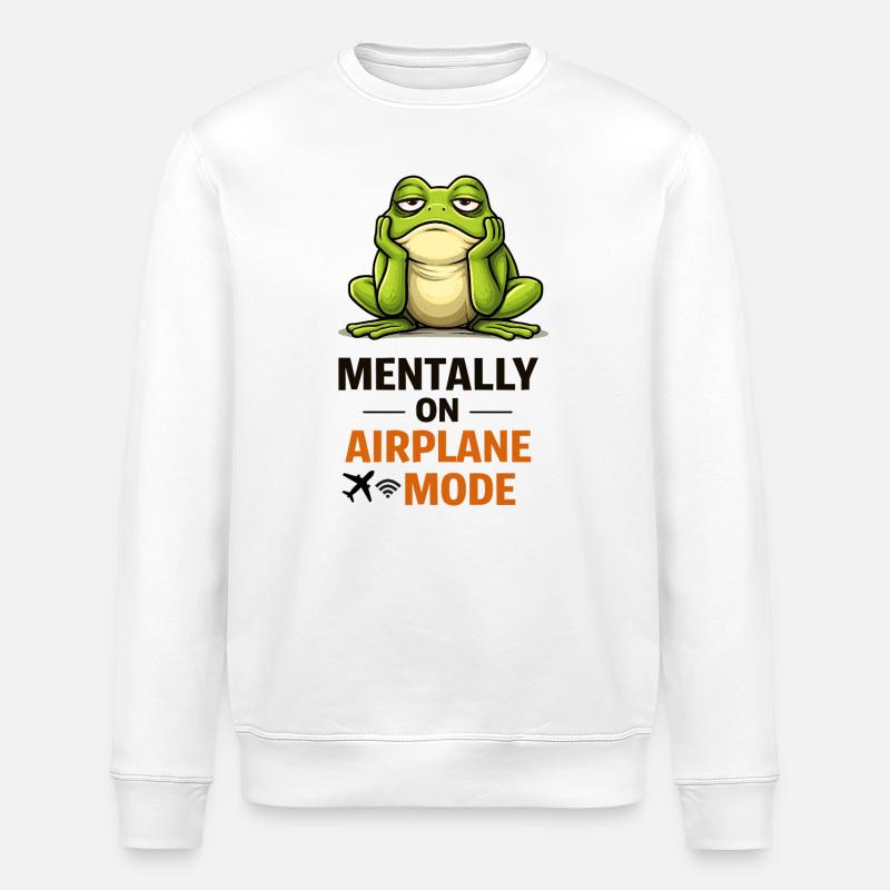 Frosch im Flugzeugmodus-Meme - Stanley/Stella Unisex Bio-Sweatshirt ROLLER - Weiß