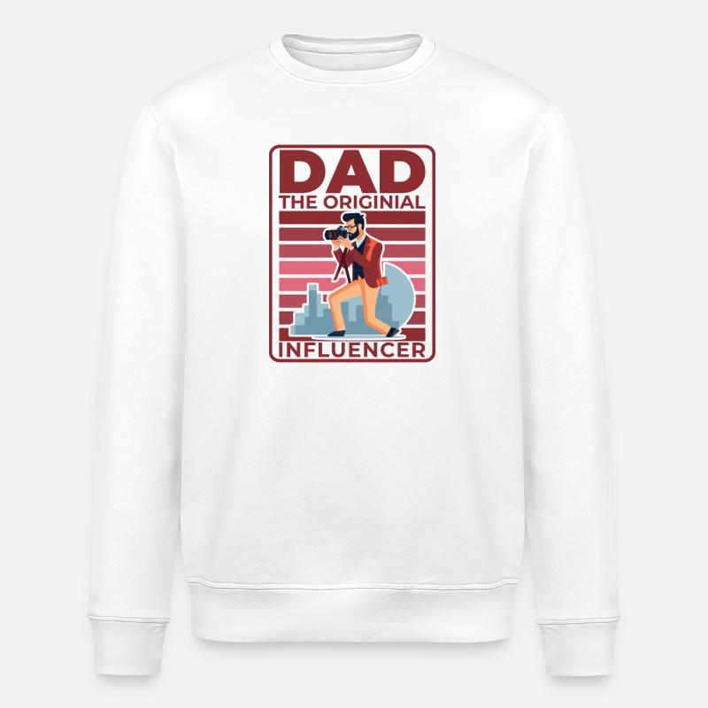 Papa : L’influenceur d’origine - Sweat bio ROLLER Stanley/Stella Unisexe - blanc