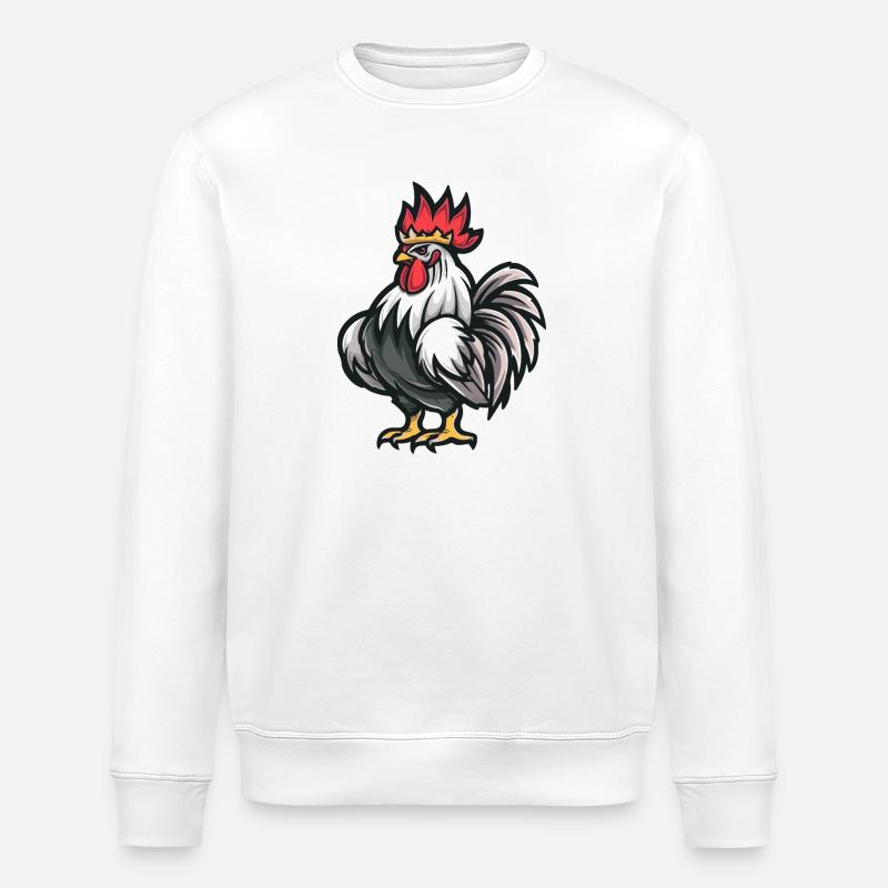 Hahn Cartoon Krone - Stanley/Stella Unisex Bio-Sweatshirt ROLLER - Weiß