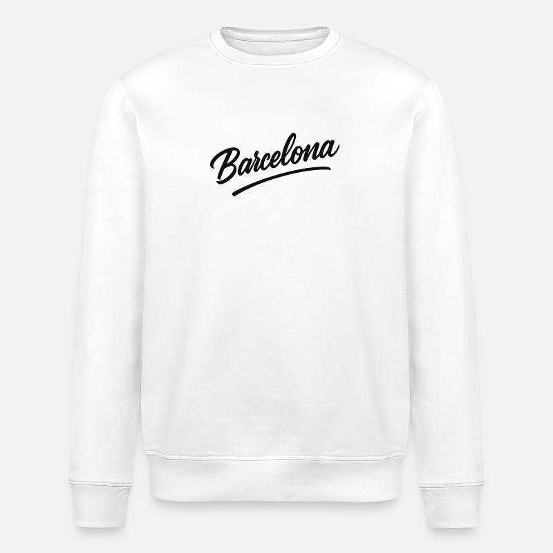 Script Barcelone avec ligne d’arc - Sweat bio ROLLER Stanley/Stella Unisexe - blanc