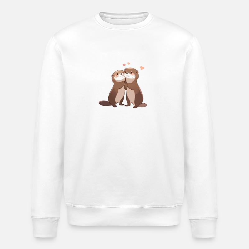 Otter Pärchen - Stanley/Stella Unisex Bio-Sweatshirt ROLLER - Weiß