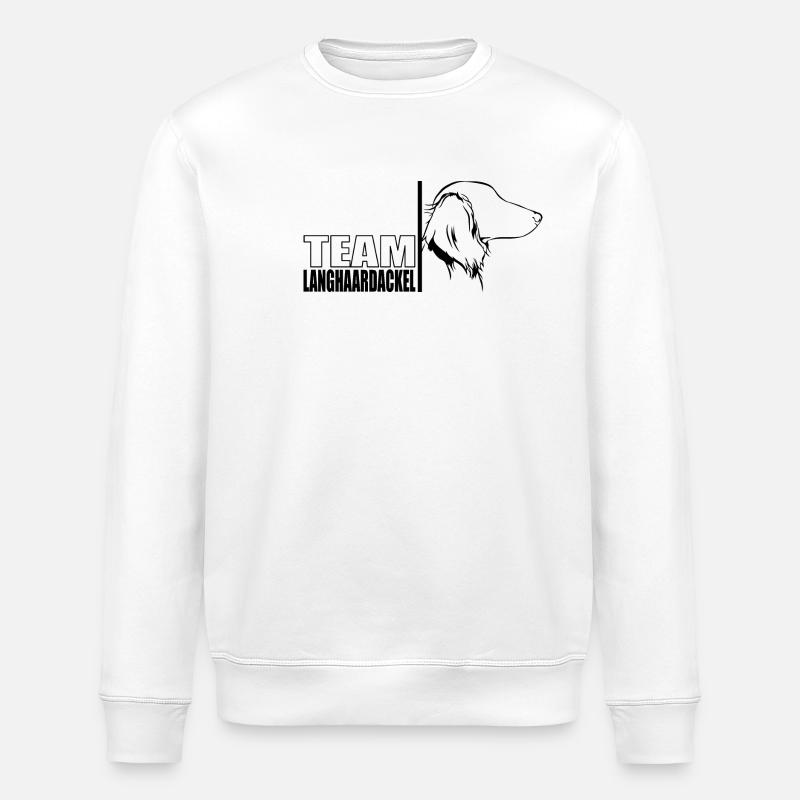 TEAM Langhaardackel Hunde Hund Wilsigns - Stanley/Stella Unisex Bio-Sweatshirt ROLLER - Weiß
