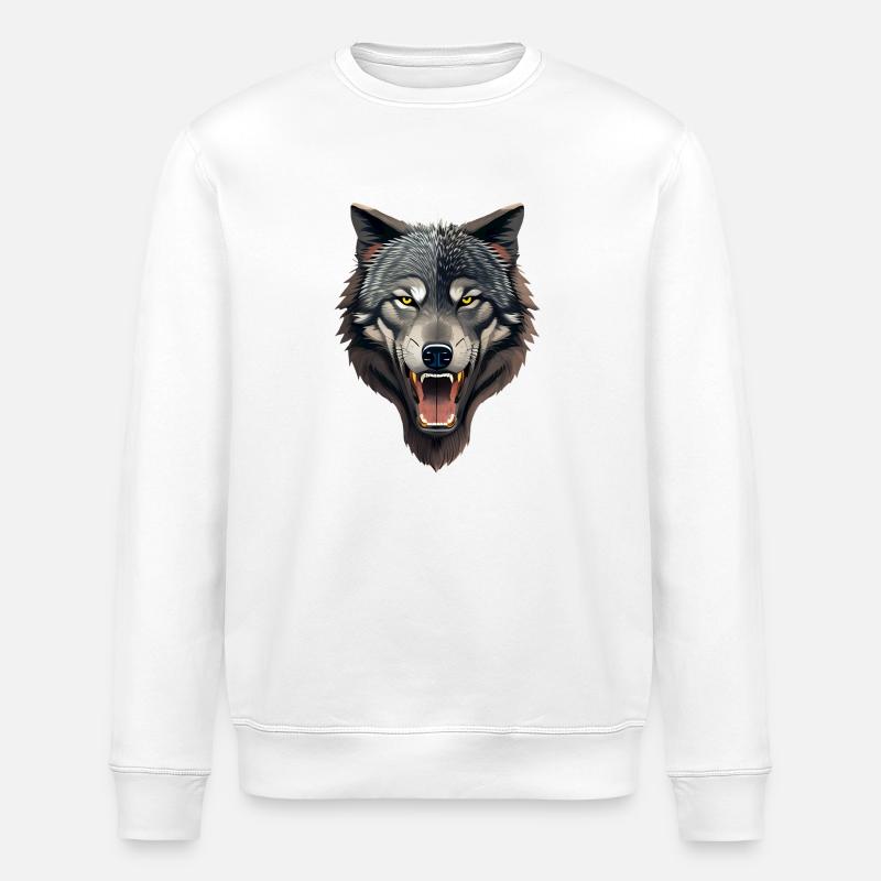 wolf - Stanley/Stella ROLLER Unisex Organic Sweatshirt - white