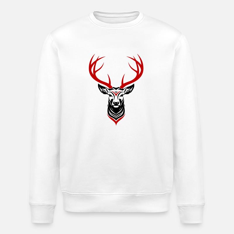 Deer Head - Stanley/Stella ROLLER Unisex Organic Sweatshirt - white
