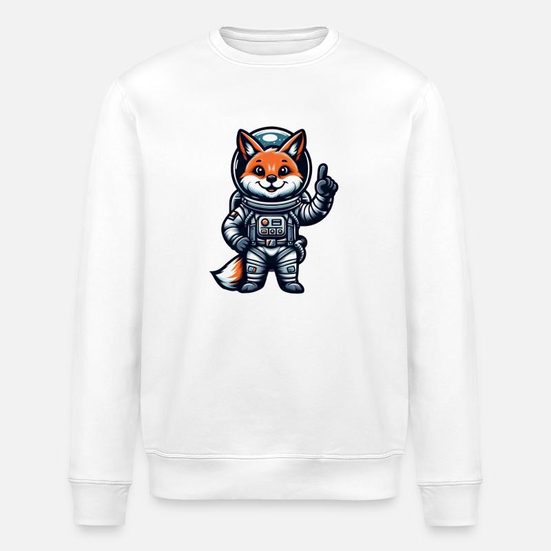 Astronaut Fox Space Cosmonaut Universe - Stanley/Stella ROLLER Unisex Organic Sweatshirt - white