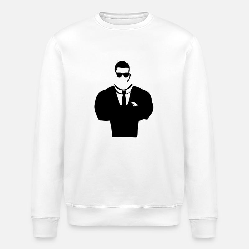 Security Guard Silhouette - Stanley/Stella ROLLER Unisex Organic Sweatshirt - white