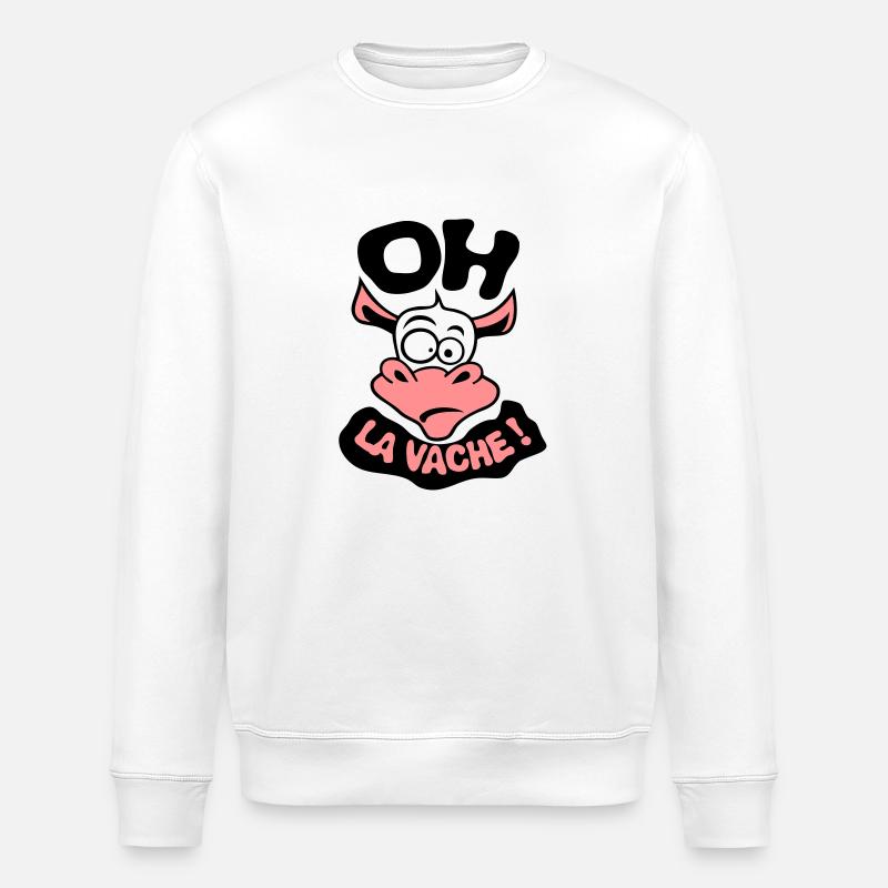 oh cow phrase citation exclamat - Stanley/Stella ROLLER Unisex Organic Sweatshirt - white