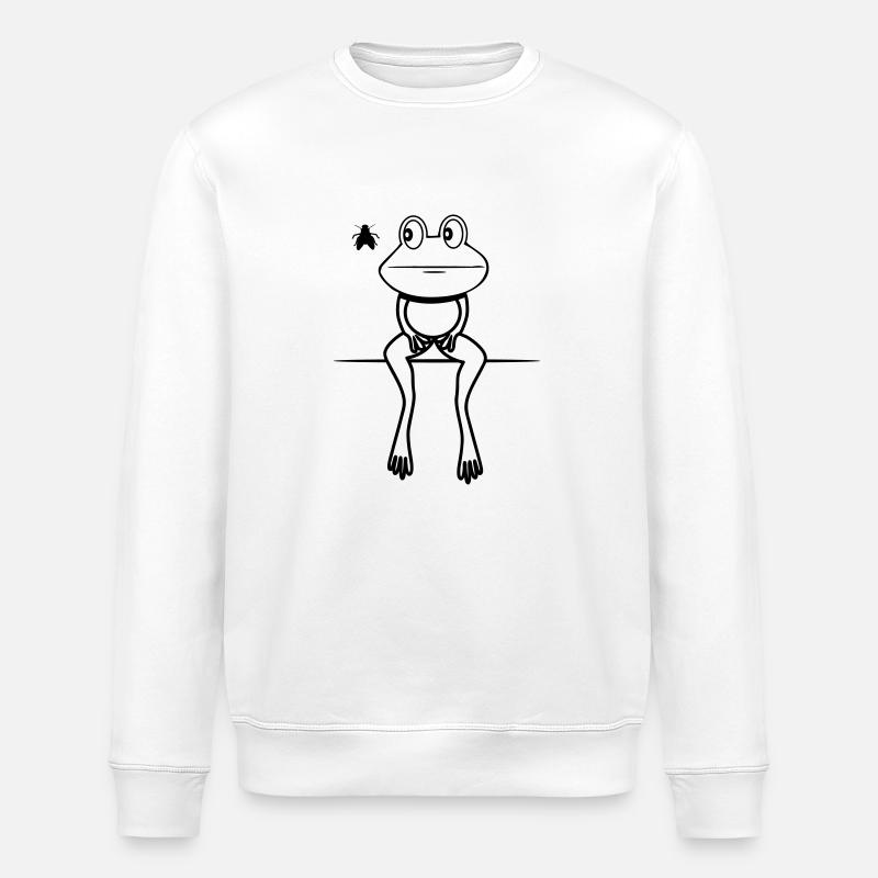 Frog funny fly sit - Stanley/Stella ROLLER Unisex Organic Sweatshirt - white