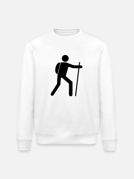 Wandelaar pictogram vector design - wandelen t-shirt - Stanley/Stella Uniseks bio-sweatshirt ROLLER - wit