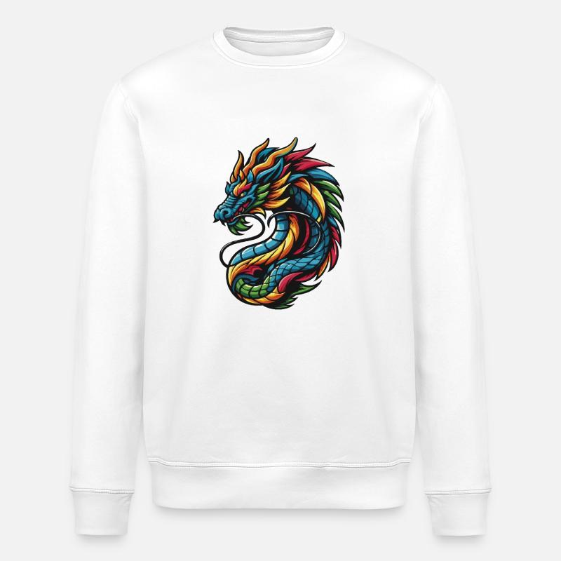Farbenfroher chinesischer Drache - Stanley/Stella Unisex Bio-Sweatshirt ROLLER - Weiß