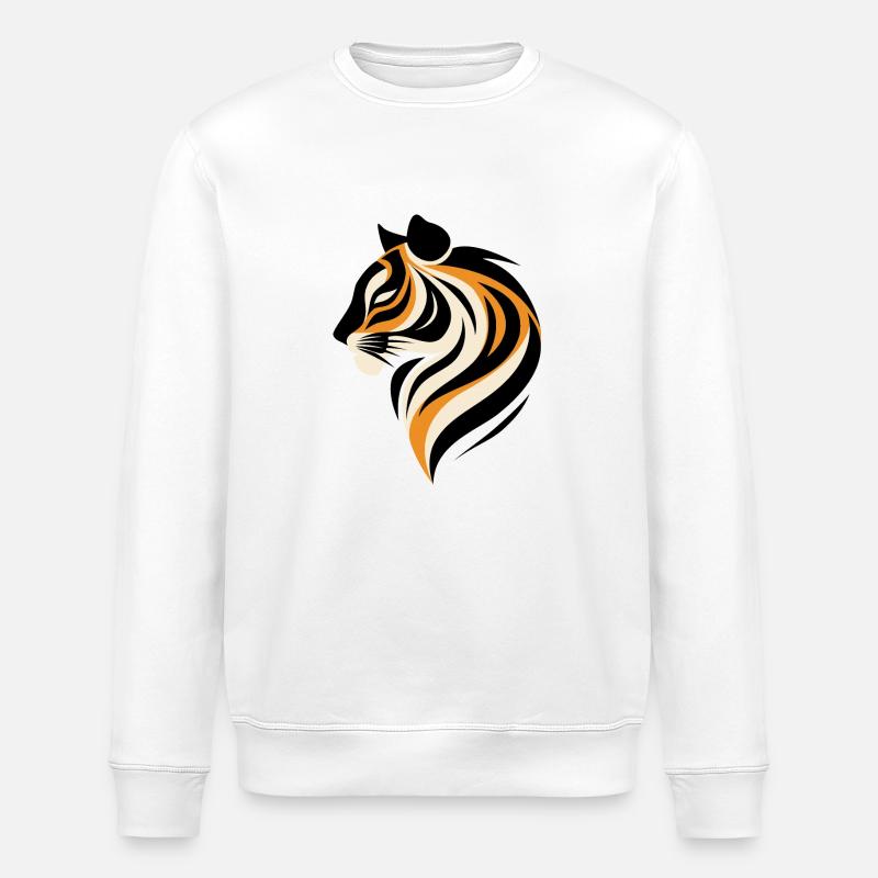 Modernes Tigerportrait - Stanley/Stella Unisex Bio-Sweatshirt ROLLER - Weiß
