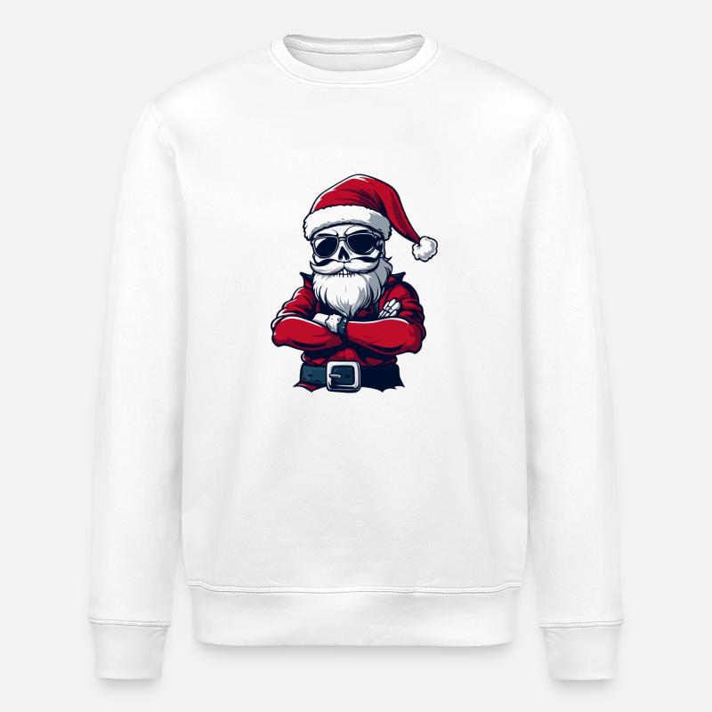 Weihnachtsmann Skull - Stanley/Stella Unisex Bio-Sweatshirt ROLLER - Weiß