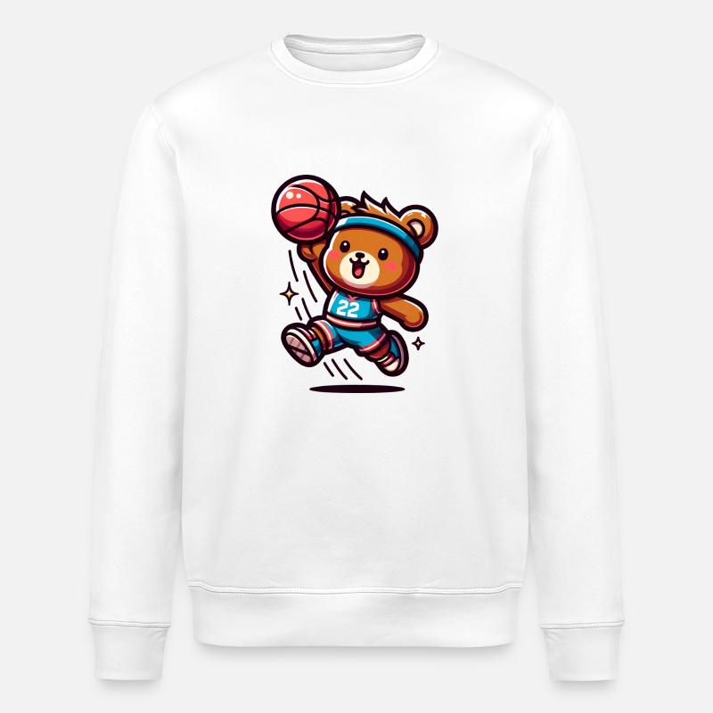 Basketball-Bär - Stanley/Stella Unisex Bio-Sweatshirt ROLLER - Weiß