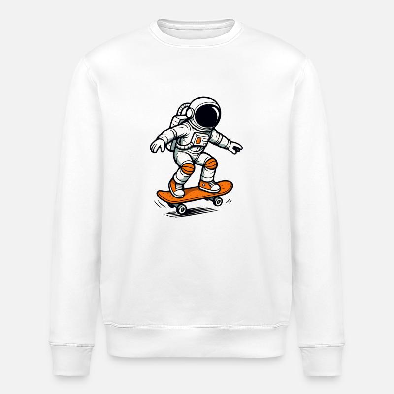 astronaut skateboard 1 - Stanley/Stella Unisex Bio-Sweatshirt ROLLER - Weiß