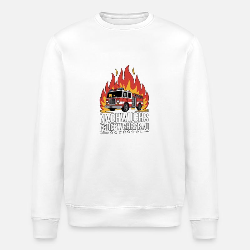 Nachwuchs Feuerwehrfrau mit Flammen - Stanley/Stella Unisex Bio-Sweatshirt ROLLER - Weiß